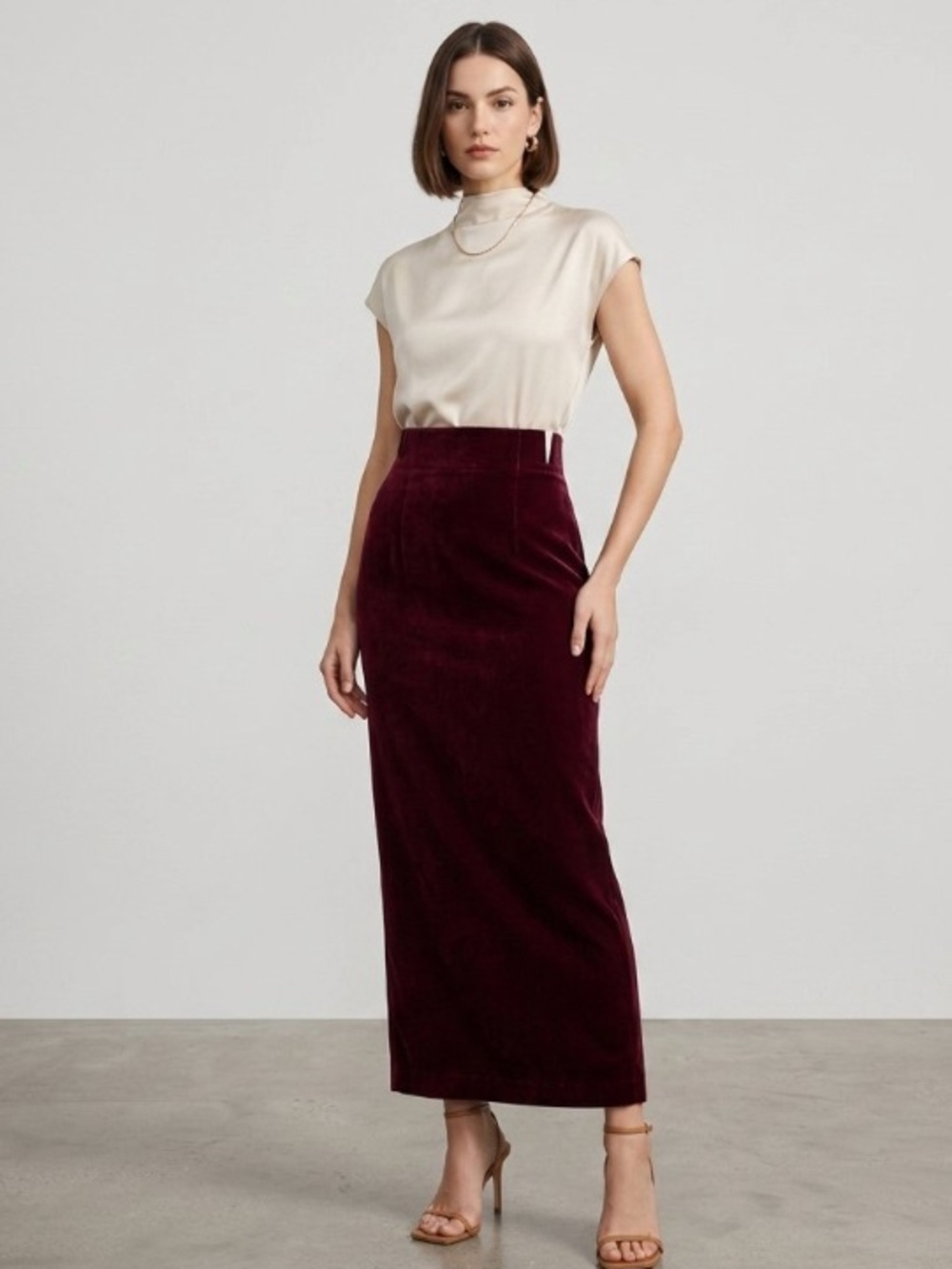 Vintage 80s Joseph Ribkoff Burgundy Pencil Maxi Skirt 8 (Real XS/S) Union Tag